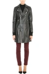 THEORY HILVAN BLACK LEATHER TRENCH,9034708
