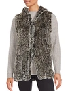 SAKS FIFTH AVENUE RABBIT FUR HOODED VEST,0400090834538