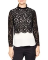 SANDRO MALIA SILK-UNDERLAY LACE TOP,E11142H