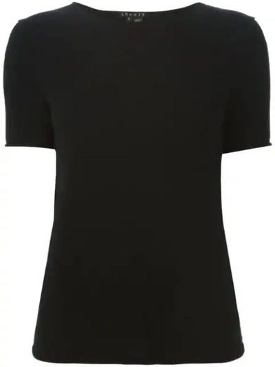 Theory Cashmere Tolleree Short Sleeve Sweater In Black