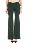THEORY DEMITRIA FLARED GREEN STRETCH-WOOL PANTS,9034756