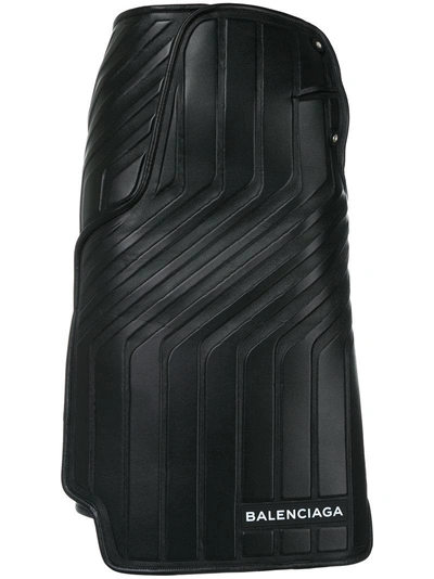Balenciaga Structured Leather Pencil Skirt In Black