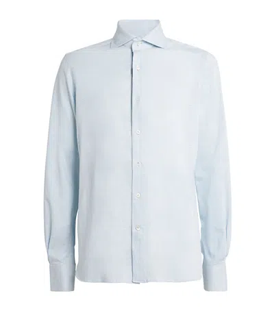 100hands Cotton-linen Jersey Shirt In Blue