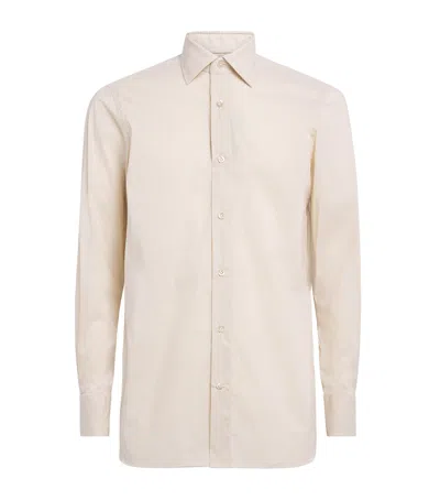 100hands Cotton-silk-wool Stripe Shirt In Beige