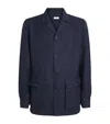 100hands Linen Herringbone Overshirt In Blue