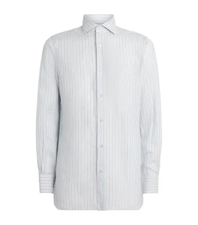 100hands Linen Stripe Shirt In Gray