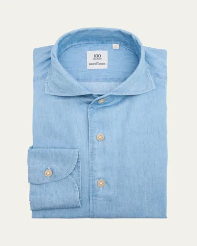 100hands Men's Carlo Riva Denim Spread-collar Sport Shirt In Blue