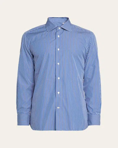 100hands Men's Cotton Pinstripe Classic-fit Sport Shirt In Blue