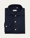 100hands Men's Herringbone Flannel Sport Shirt In Navy