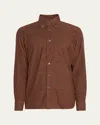 100hands Men's Japanese Corduroy Plaid Button-down Shirt In Brown