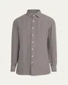 100hands Men's Linen Gingham Check Casual Button-down Shirt