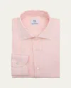 100hands Men's Linen Thin Stripe Spread-collar Sport Shirt In Pink