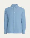 100hands Men's Micro-wale Cotton Corduroy Button-down Shirt In Blue
