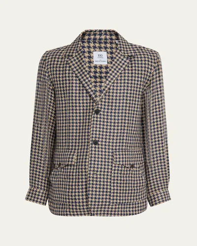 100hands Men's Wool And Silk Houndstooth Shirt Jacket In Brown
