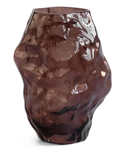 101 Copenhagen Small Katachi Textured-glass Vase (22.5cm X 15cm) In Brown