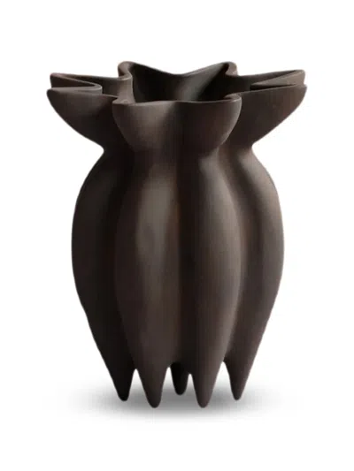 101 Copenhagen Small Lotus Ridged Vase In Brown