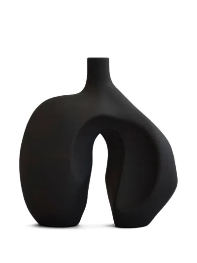 101 Copenhagen Small Ni Abstract-shape Vase (30cm X 22cm) In Black