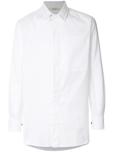 Alyx High Collar Curved Hem Shirt In White