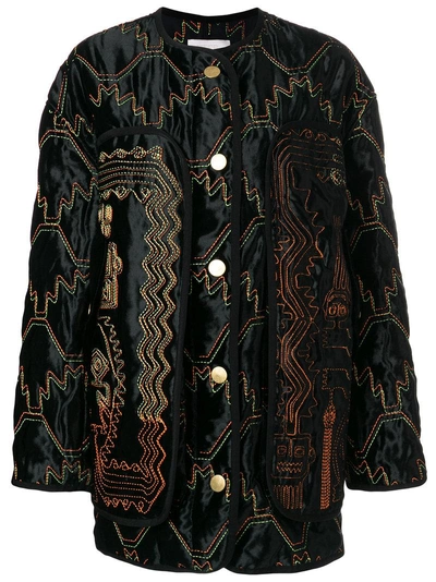 Peter Pilotto Woman Embroidered Velvet Jacket Black