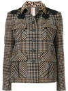 ANTONIO MARRAS ANTONIO MARRAS CONTRAST COLLAR CHECK JACKET - BROWN,LB6004D1212312709