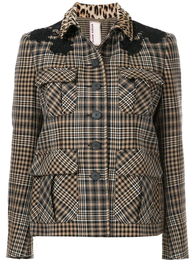Antonio Marras Contrast Collar Check Jacket - Brown