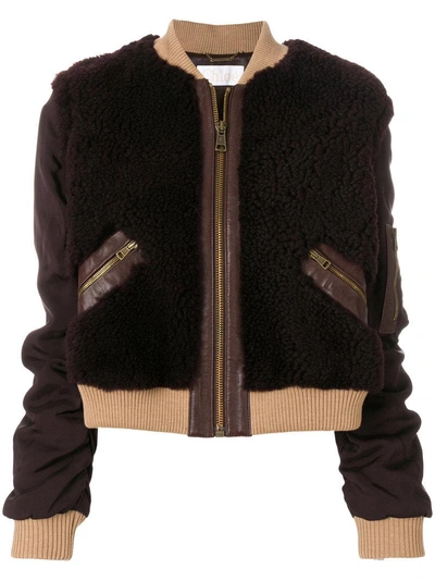 Chloé Contrast Bomber Jacket In Brown