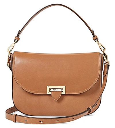 Aspinal Of London Slouchy Leather Saddle Bag In Natural Tan