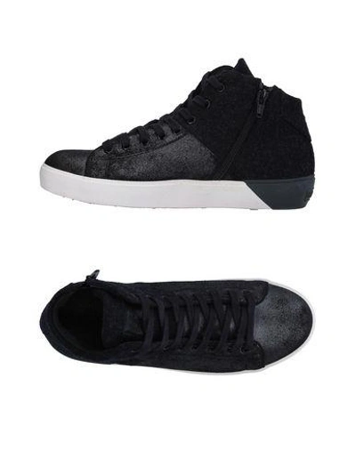 Leather Crown Trainers In Black