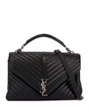 Saint Laurent Medium Grained Matelasse Quilted Leather Shoulder Bag - Black In Black