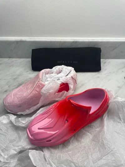 Pre-owned 1017 Alyx 9sm X Alyx Slip Ones Mono Rubber One Piece Red / Pink Slippers In Pink/red