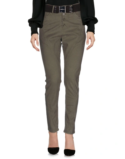 High Casual Trousers In Military Green