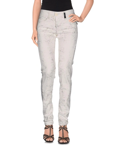 High Denim Trousers In Ivory