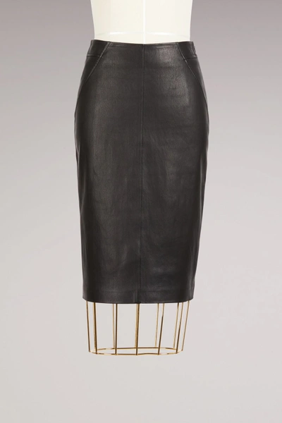 Maison Ullens Stretch Leather Skirt In Black