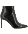 FRANCESCO RUSSO BLACK LEATHER HEELED ANKLE BOOTS,9058511