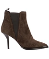 ACNE STUDIOS BROWN SUEDE HEELED ANKLE BOOTS,9058625