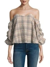 CAROLINE CONSTAS Gabriella Off-The-Shoulder Check Top