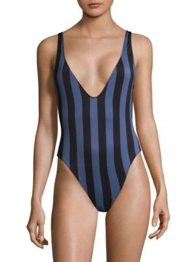 Solid & Striped Michelle One-piece Swimsuit In Black Slate Stripe