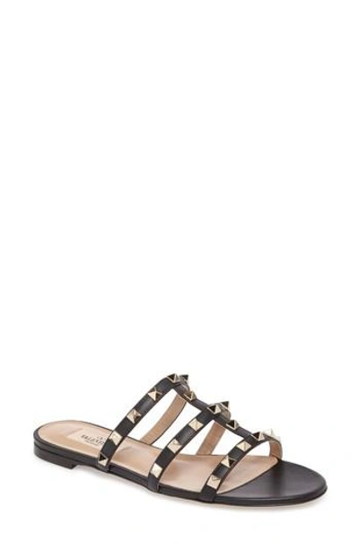 Valentino Garavani Rockstud Leather Sandals In Black