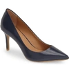 Calvin Klein 'gayle' Pointy Toe Pump In Navy Faux Patent Leather
