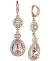 GIVENCHY EARRINGS, SILVER-TONE SWAROVSKI ELEMENT DOUBLE DROP EARRINGS