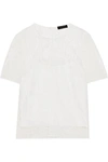 BURBERRY EMBROIDERED COTTON-BLEND TULLE TOP