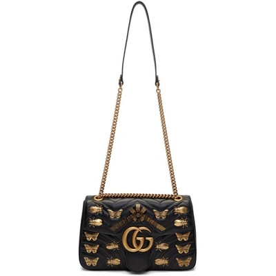 Gucci Medium Gg Marmont 2.0 Animal Stud Matelasse Leather Shoulder Bag - White In Black