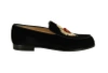 CHRISTIAN LOUBOUTIN PEROU CORAZON EMBROIDERED LOAFERS,PEROU CORAZON FLAT VELVET-GG BK01