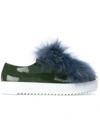 MR & MRS ITALY FUR TRIM EMBELLISHED SNEAKERS,SK022E12468329