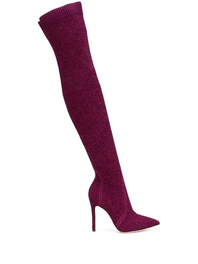 Gianvito Rossi Fiona Bouclé-knit Boots In Pink