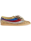 GUCCI Falacer glitter sneaker with Web,494609KSPE012473195