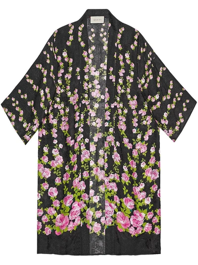 Gucci Climbing Roses Print Pajama Kimono In Climbing Roses Silk Viscose
