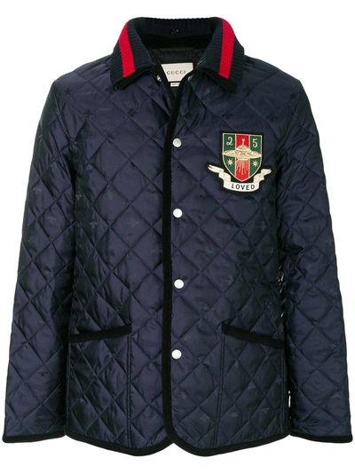 Gucci Loved Ufo Quilted Jacket In Blue