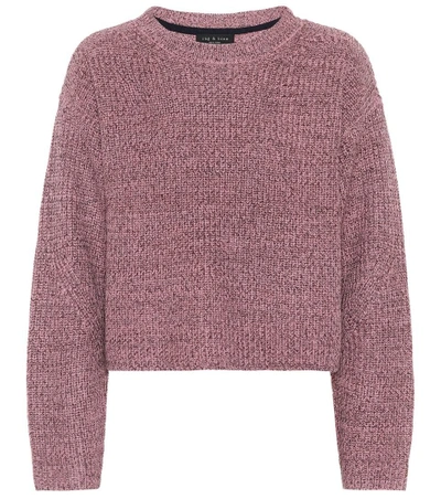 Rag & Bone Leyton Metallic Knit Merino Wool Blend Jumper In Dusty Rose