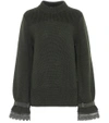 MONCLER LACE-TRIMMED WOOL SWEATER,P00283248